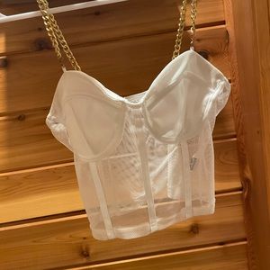 White mesh party top